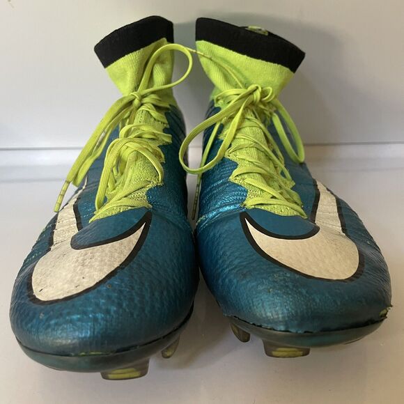 Nike Women’s Soccer Cleats 7.5 Mercurial Superfly Blue Lagoon Neon Volt *READ* - Picture 5 of 11